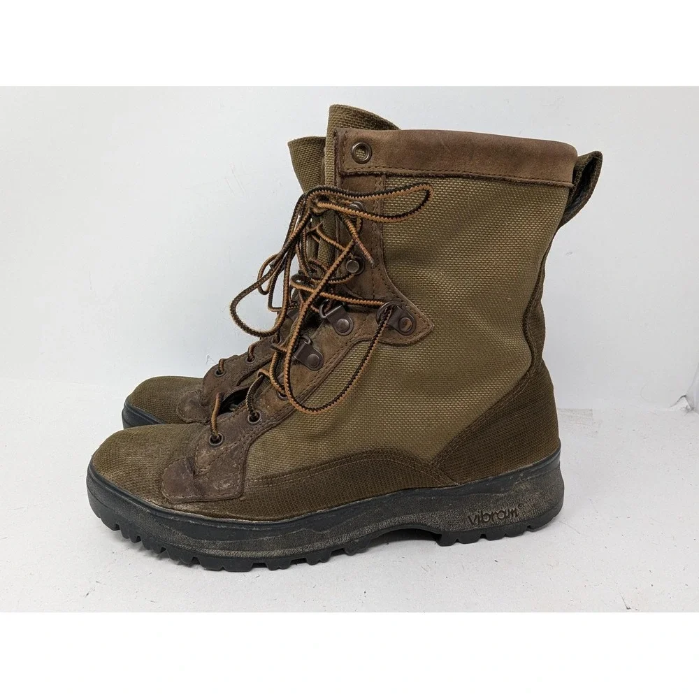 Vintage Danner Boots Mens Size 9 Green Nylon Combat Hiking Vibram Made USA 90s
